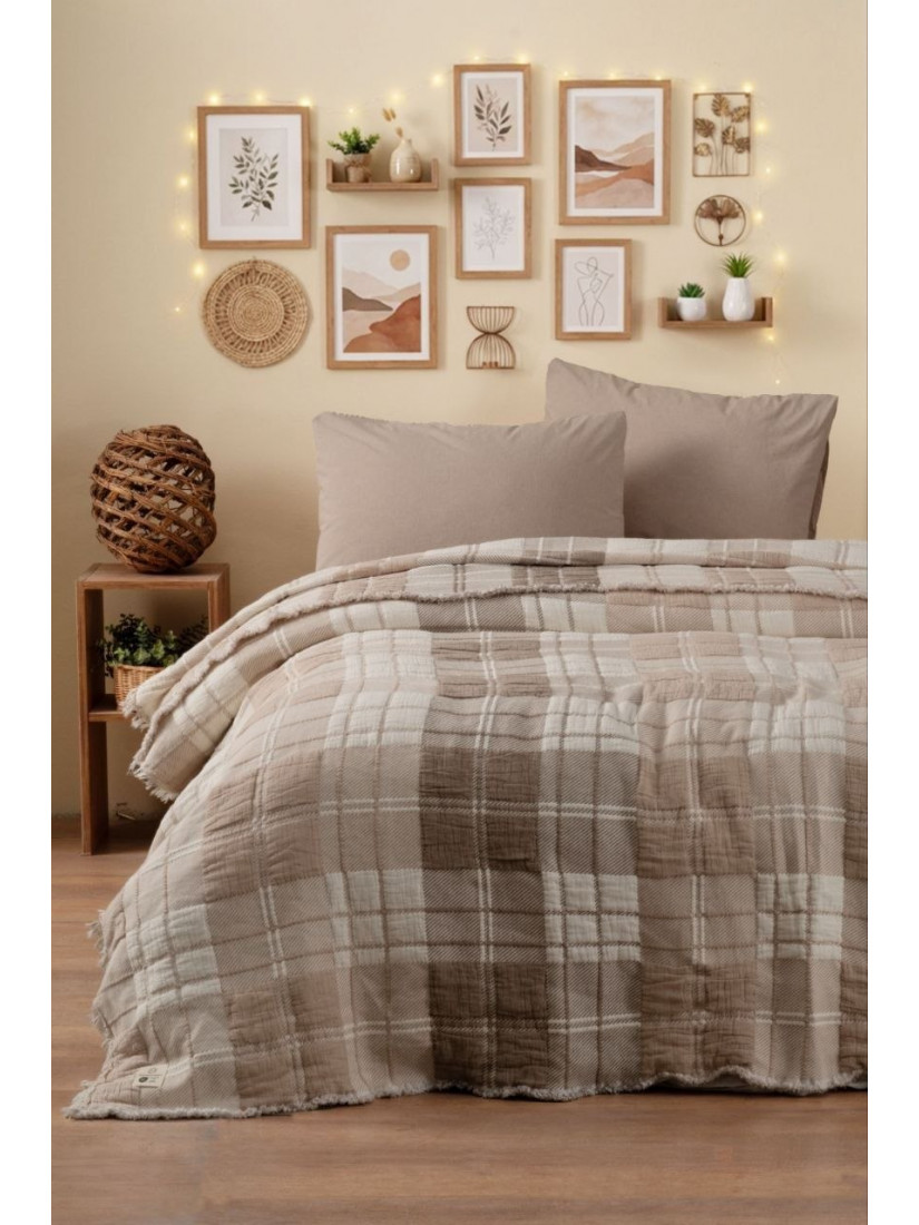 Муслиновое покрывало Şikel Home Bonita Бежевый 240×260 см (100% хлопок)